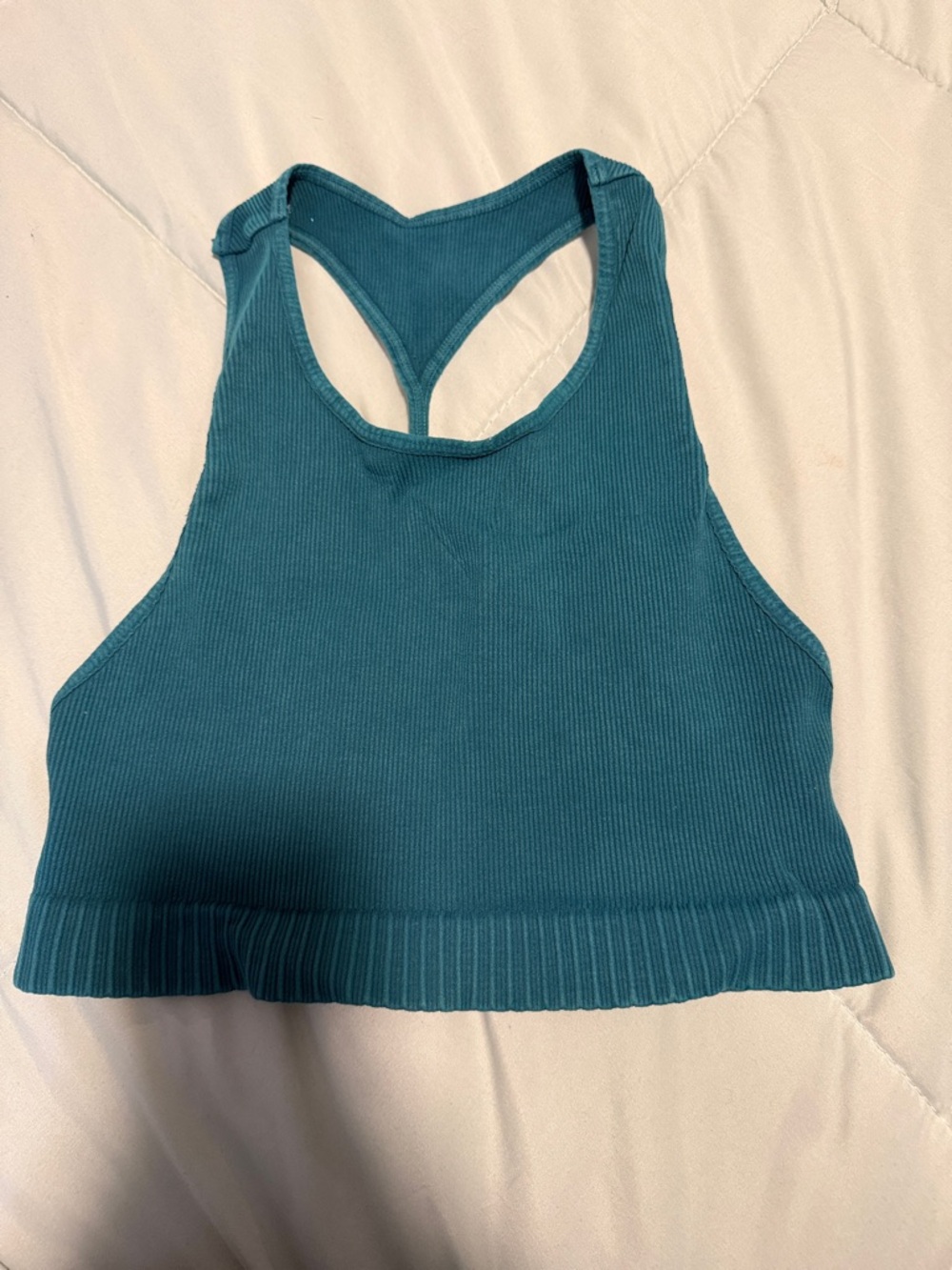Tiger Friday Teal Ribbed Racerback Crop Top